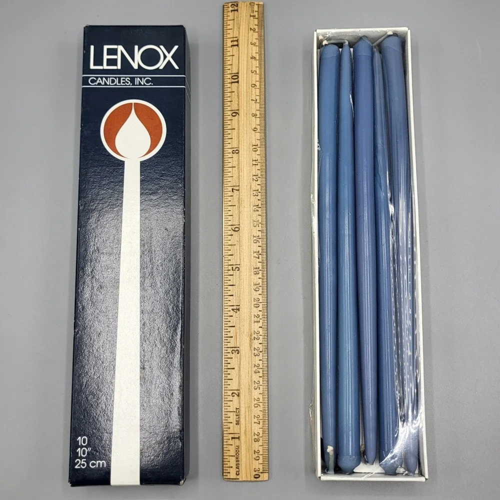 Lenox Taper Candles 10 Inch Vintage Boxed Set of 10 Blue 512-0335